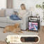 Table de chevet 2 tiroirs avec station de charge, table de chevet de chambre à coucher avec ports USB, tablette ouverte noire, table de chevet avec motif abstrait tourbillon pastel rose doux