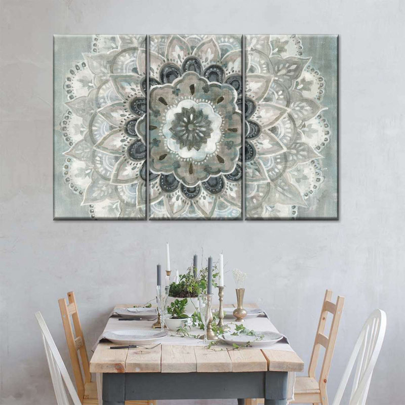 " Sunburst Neutral Wall Art Multi Piece Canvas Print " 3 - Pieces, 48" H x 74" W x 1.25" D