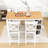 Devra 5-Piece Dining Set, Counter Height Wooden Table with 3-Tier Storage and Upholstered Chairs-1270612448