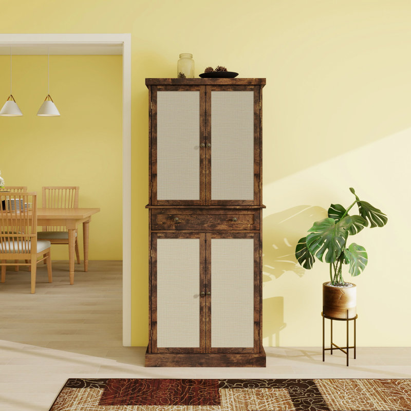 Armoire à 4 portes avec 1 tiroir, 4 tablettes intérieures réglables, armoire de rangement