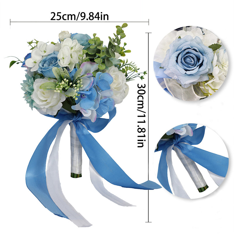 Bouquets de mariage bleus pour demoiselles d'honneur