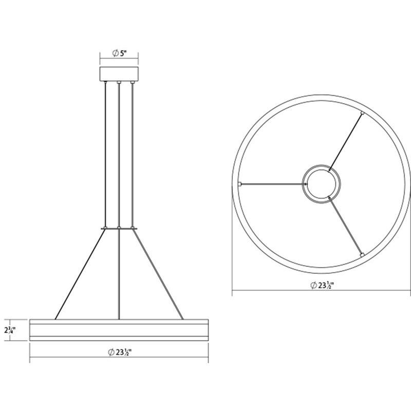 Lustre à roue de chariot à 2 lumières DEL Double Corona ™, Aluminium satiné brillant, H 2,75 po x l 23,75 po x P 23,75 po