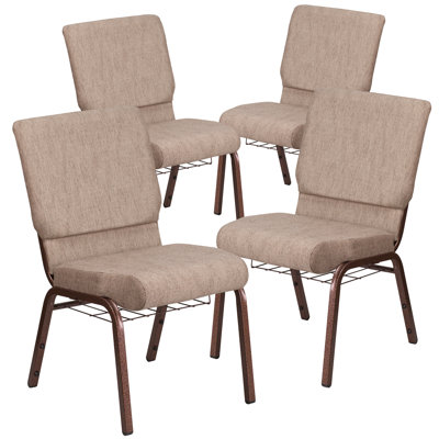 Mikolaj 18.5"W Church Chair in Fabric with Book Rack
