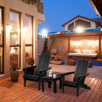 Patio Solid Wood Folding Adirondack Chair(Set Of 2)