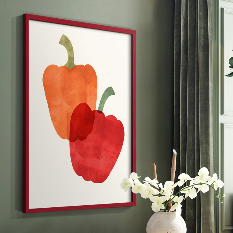 «Organic Veg VII», reproduction encadrée - bois massif, Rouge, H 10 po x l 8 po