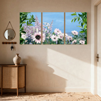 Assorted Bouquets Floral Garden Sky Reflections Canvas Art Set of 3 Canvas Wall Art Prints