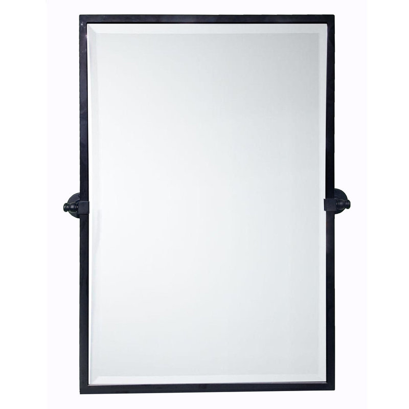 Miroir de salle de bain / meuble-lavabo biseauté moderne et contemporain Blakley, Noir mat, 36 po x 24 po
