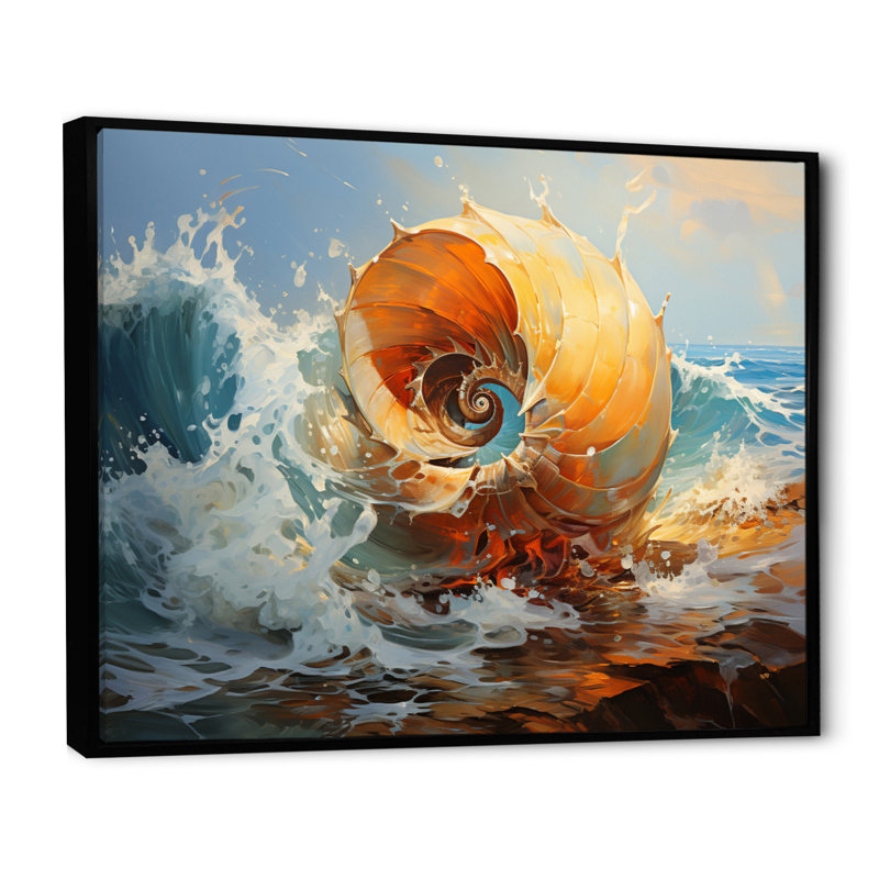 Nautilus Sheels Elegance - Nautical & Beach Canvas Prints, Cadre flottant noir, H 12 po x l 20 po x P 1 po