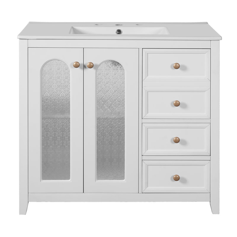 Meuble-lavabo 36 po avec comptoir en céramique, Blanc