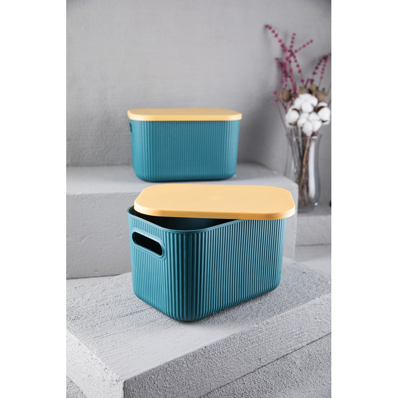 Boîte de rangement en plastique durable, vert, 10,6 x 6,5 x 7,4 pouces | Matériau empilable 100% sans BPA | Idéal pour organiser la maison, le bureau et la salle de jeux, solution peu encombrante pour tous vos besoins de rangement