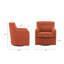 Chaise pivotante, construction en bois massif, dossier à boutons, pivotant à 360 degrés, mousse haute, revêtement en tissu d'ameublement orange, base en métal haute densité-100990178