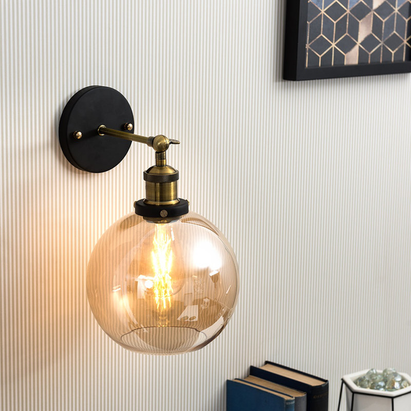 Lila Armed Sconce, Amber, Pear Shaped Bulb, 26cm H x 24.5cm W x 28cm D