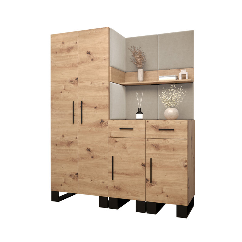 Adwolf 4 Door Manufactured Wood Wardrobe, Brown/Beige