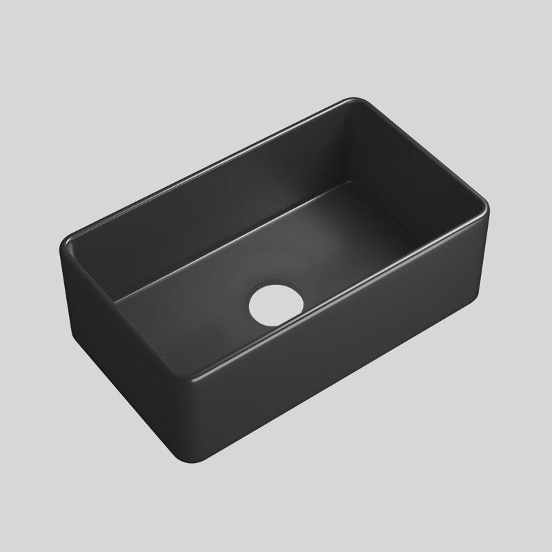 Single Bowl Fireclay Kitchen Sink, 10" H x 30" L x 18", White