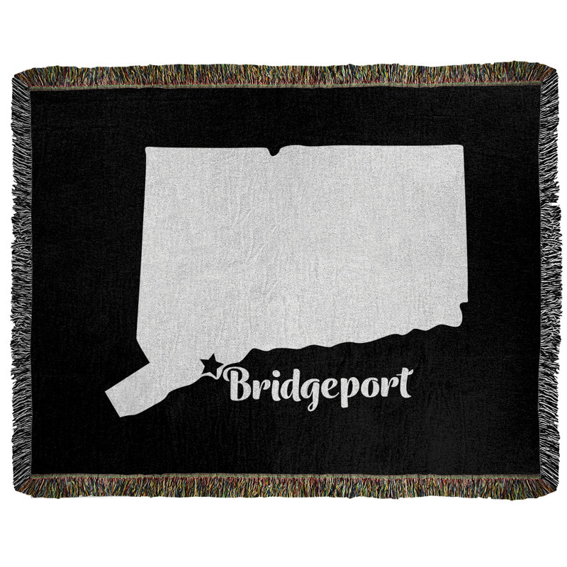 Jeté en coton tissé bridgeport connecticut, l 60 po x L 80 po, Noir