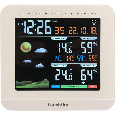 21 cm Solar Powered Wireless Outdoor Clock Weather Station