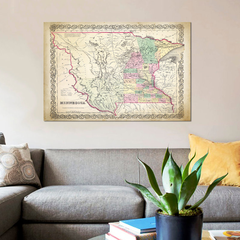 «Minnesota Map», impression sur toile, H 26 po x l 40 po x P 1,5 po, Toile tendue