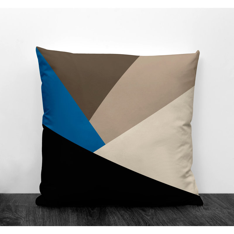 Coussin décoratif intérieur / extérieur Isla, L 19 po x H 19 po, Turquoise géométrique 2