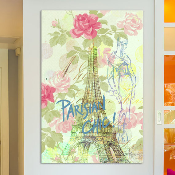 «Parisian Chic» par 5by5collective, reproduction d'art sur toile tendue, H 26 po x l 18 po x P 1,5 po, Toile tendue, Blanc