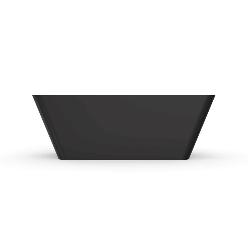67 Inch Freestanding Solid Surface Soaking Bathtub， Black