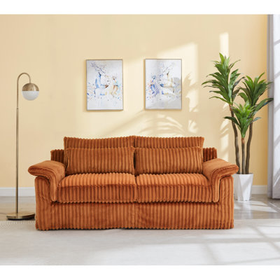 Canapé 74 po en velours côtelé 74 po Cloud, fauteuils modernes et confortables, canapé 2 places pour le salon, la chambre à coucher et les petits espaces, orange