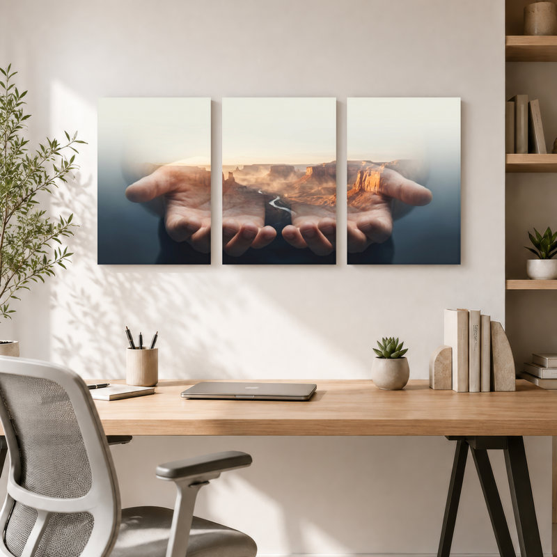 Ensemble de 3 tableaux sur toile représentant des paysages de mains, pour la décoration du salon et de la chambre., 2436
