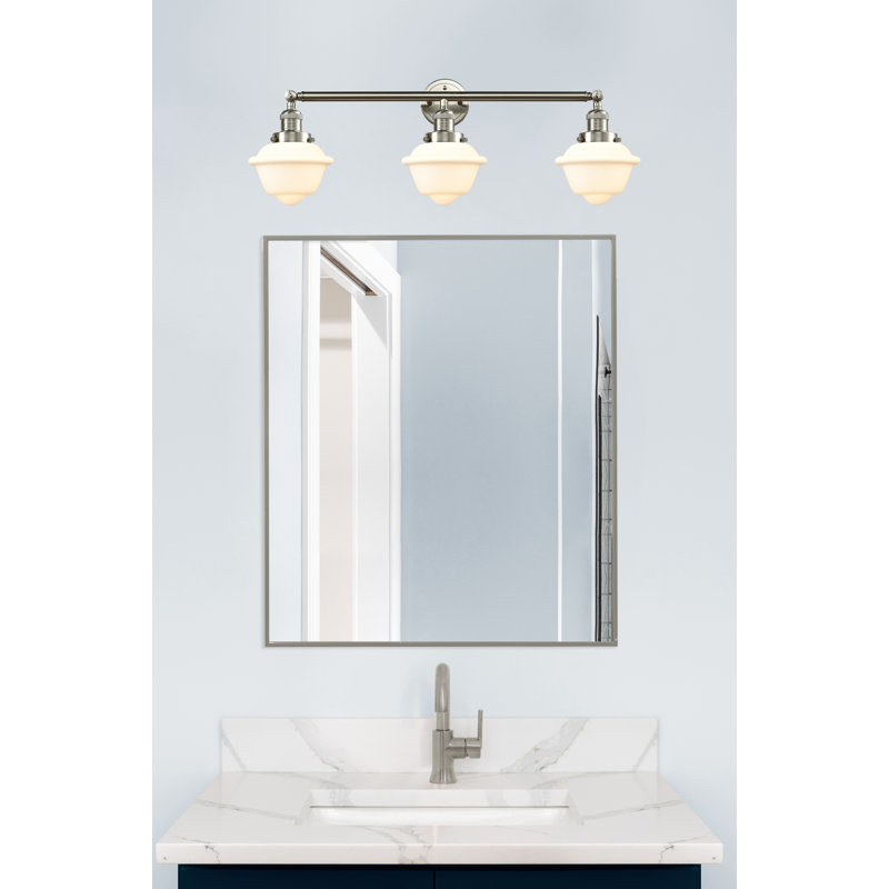 Éclairage de salle de bain 3 lumières à intensité variable Oxford, Blanc mat, Nickel satiné brossé