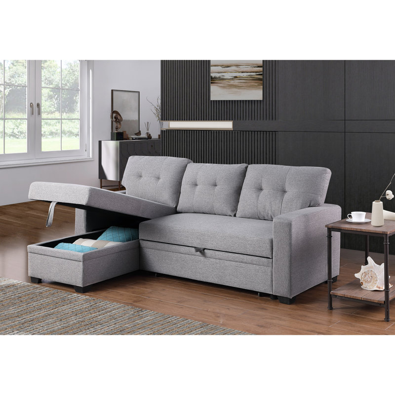 Canapé modulaire rembourré avec méridienne, Gris clair