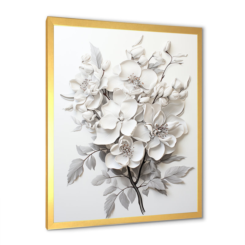 Orchidée noire et blanche Tranquillity I, Cadre doré simple, H 40 po x l 30 po x P 1,5 po