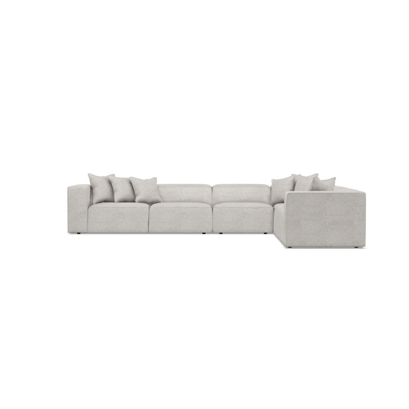 Bernhardt Bliss 4-Piece Fabric Sectional, Light Gray Polyester, 28" H x 160.5" W x 123.5" D
