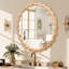 Miroir mural rond ondulé pour la salle de bain, miroir circulaire en bois pour la chambre à coucher, le vestibule et le salon