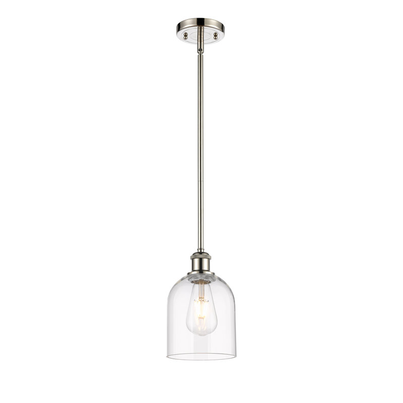 Luminaire suspendu à tige 1 lumière 6 po Ballston Anacaren-516-G558, Transparent, Nickel poli