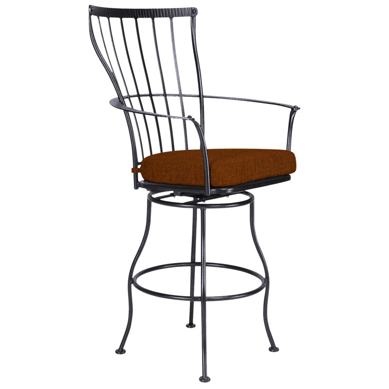 Monterra Outdoor Swivel Bar Stool, Graphite, Alcazar Redwood, 27.25''