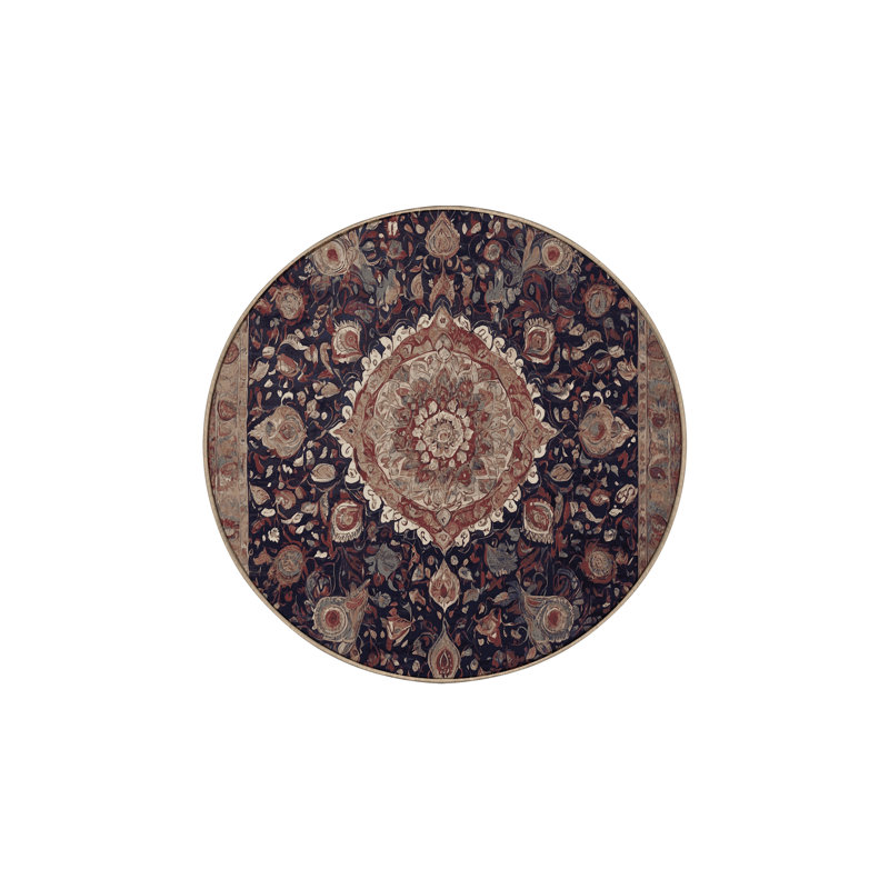 Tapis brun lavable à la machine, Rond 7 pi