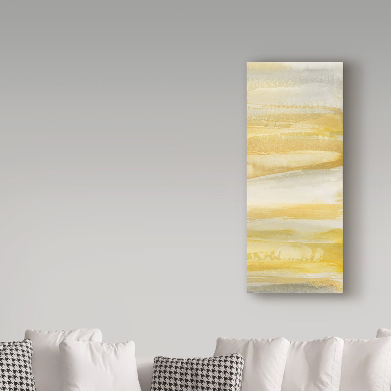 «Gray and Gold III», reproduction de peinture acrylique sur toile tendue, H 47 po x l 20 po x P 2 po
