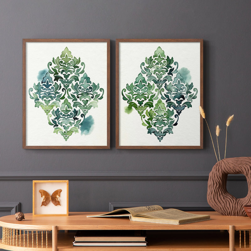 «Algae and Azule Motif I», reproduction encadrée de qualité supérieure - prête à être accrochée - aucun clou requis - aucun clou requis