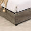 Lit double avec options de rangement - oreillers, draps. Métal et bois, tête de lit à cadre pratique gris antique, tiroirs, étable, lumières à DEL,-2012756611