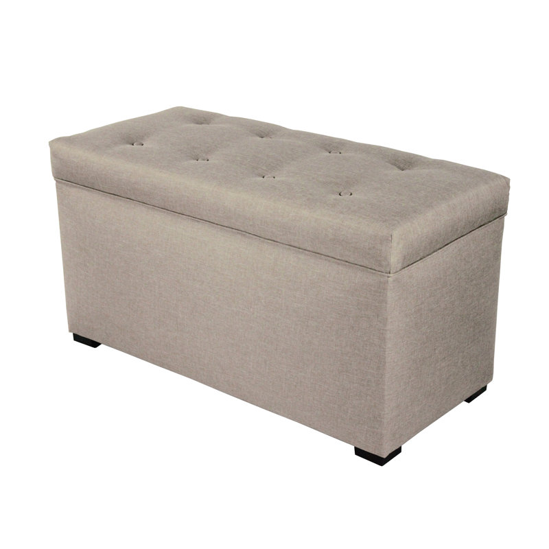 Hobson Upholstered Ottoman, Gray Polyester Blend