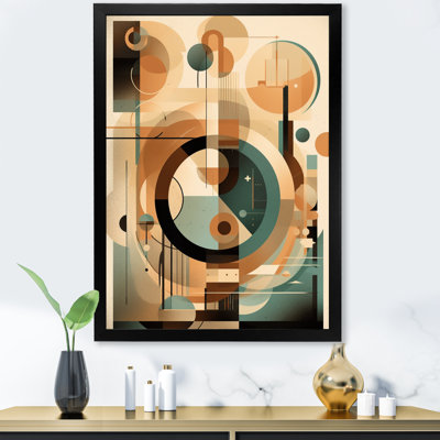 Impression sur toile orange et verte Mid Century Momentum III