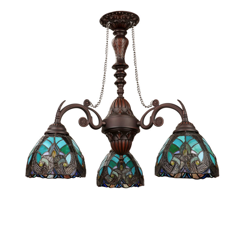 Lustre à 3 lumières Kasson, Vert