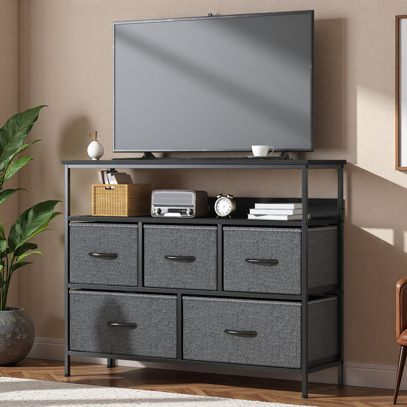 100cm W 5 - Drawer Chest of Drawers, Deep Grey