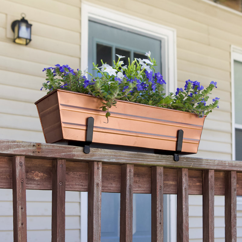 Nylo Metal Railing Planter, 2" H x 4" W, Copper