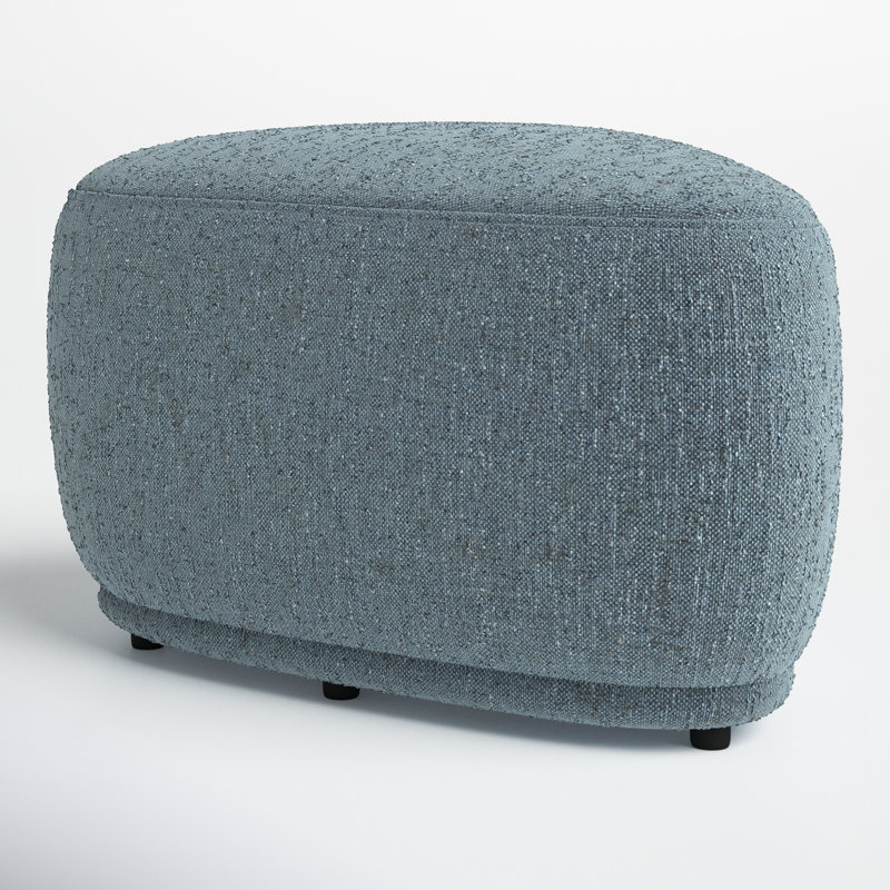 Adna 26.5'' Triangular Upholstered Ottoman, Mellow Steel Blue Boucle