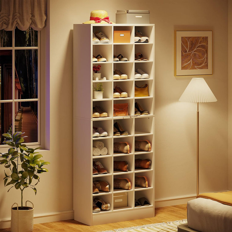 30 Pair Shoe Storage Cabinet, White