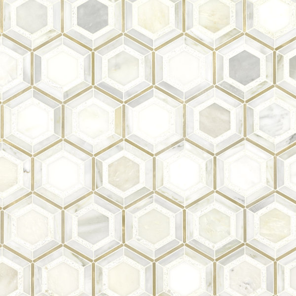 Ackland Artemis Hexagon 10 in. x 12 in. Stone Metal Blend Mosaic Wall Tile