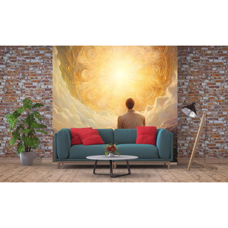 Dreamy Tree Swing Wallpaper – Twilight Mist Wall Mural With Sunset And Birds In Flight, L 100 po x l 100 po, Peler et coller