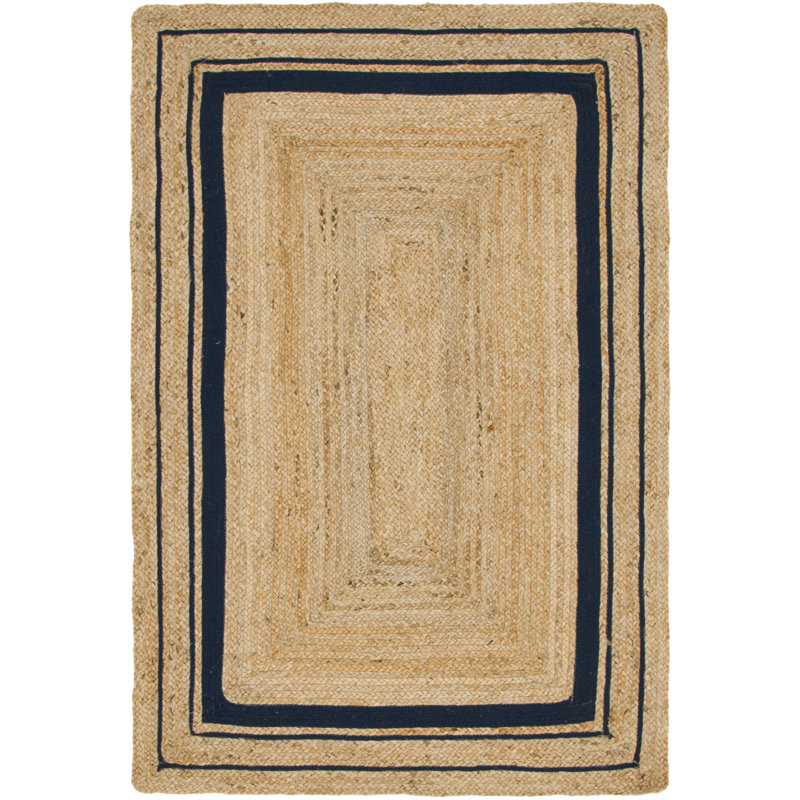 Lenard Indoor Rug, Rectangle 4'1" x 6'1", Natural/Navy Blue