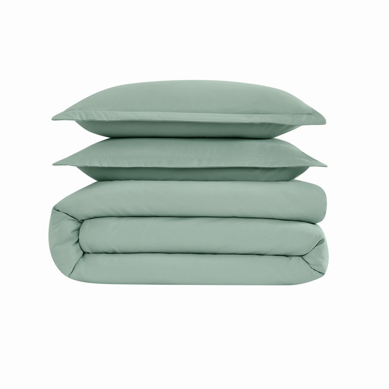Cannon Solid Duvet Cover Set, Twin XL Duvet Cover + 1 Sham, Green