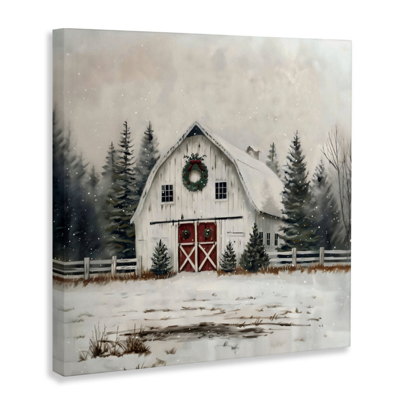 Grange de Noël avec toile Wreat, design par Creative Studio, H 24 po x l 24 po