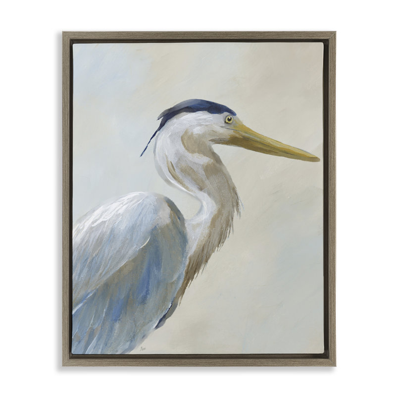 Portrait d'un héron regardant à droite, H 31 po x l 25 po, Cadre flottant orme Montalcino